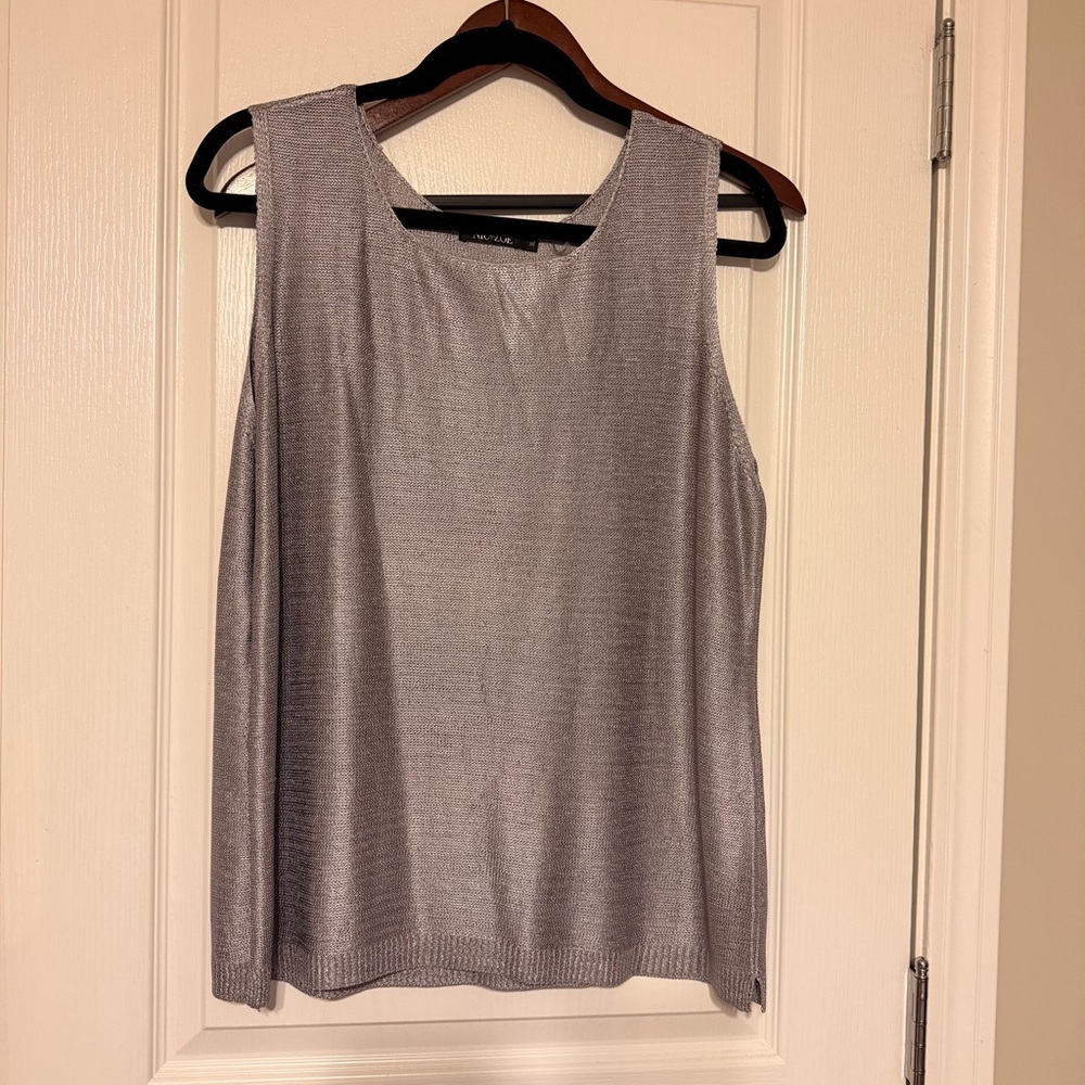 NIC+ZOE Shimmering Silver Tank Top
